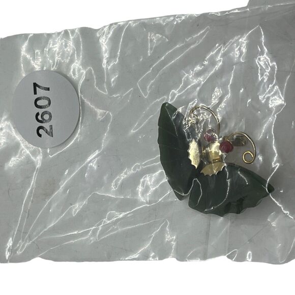 Butterfly Brooch Pin Coral Eyes 1960s Vintage Nephrite Jade Retro Gold Tone - Picture 9 of 15